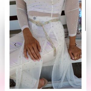 Rhinestone White Maxi Tunic